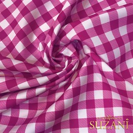 Vişne Küçük Pötikare Desenli Dijital Baskılı Kumaş