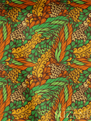 Vitange Çiçek Yeşil Desenli Dijital Baskılı Kumaş