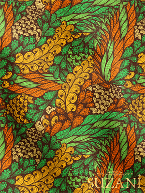 Vitange Çiçek Yeşil Desenli Dijital Baskılı Kumaş