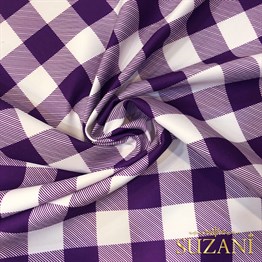 Yaban Mersini Büyük Pötikare Desenli Dijital Baskılı Kumaş