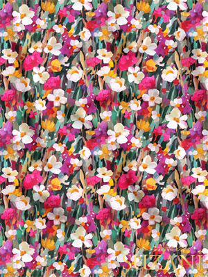 Yağlı Boya Çiçek Desenli Dijital Baskılı Kumaş