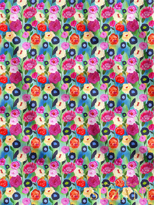 Yağlı Boya Gül Desenli Dijital Baskılı Kumaş