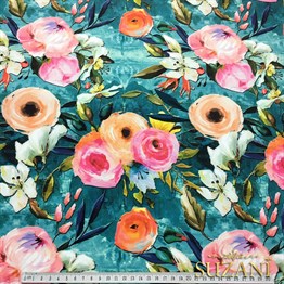 Yağlıboya Çiçekler Desenli Kumaş