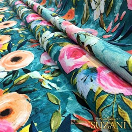 Yağlıboya Çiçekler Desenli Kumaş