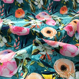 Yağlıboya Çiçekler Desenli Kumaş