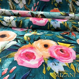 Yağlıboya Çiçekler Desenli Kumaş