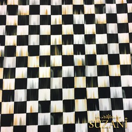 Yağlıboya Efektli Damalı Kumaş