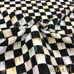 Yağlıboya Efektli Damalı Kumaş