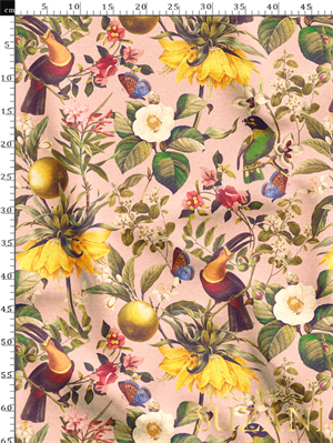 Yaz Bahçesi Desenli Dijital Baskılı Kumaş