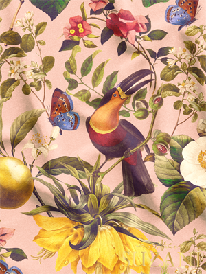 Yaz Bahçesi Desenli Dijital Baskılı Kumaş