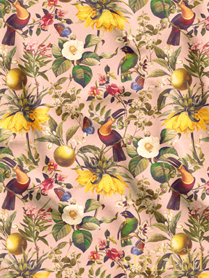 Yaz Bahçesi Desenli Dijital Baskılı Kumaş