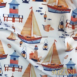 Yelken Desenli Dijital Baskılı Kumaş