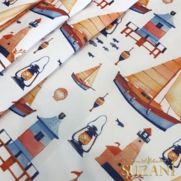 Yelken Desenli Dijital Baskılı Kumaş