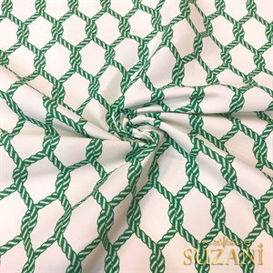 Yeşil Düğüm Desenli Dijital Baskılı Kumaş