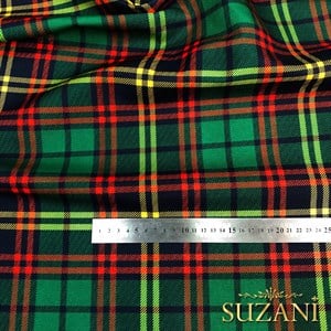 Yeşil Ekose Desenli Dijital Baskılı Kumaş