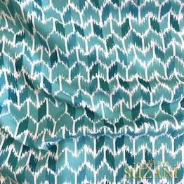 Yeşil İkat Desen Dijital Baskılı Kumaş