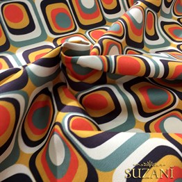 Yeşil Kırmızı Geometrik Vintage Kumaş