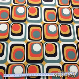 Yeşil Kırmızı Geometrik Vintage Kumaş