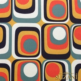 Yeşil Kırmızı Geometrik Vintage Kumaş