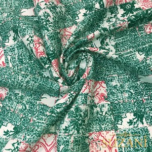 Yeşil Modern Patchwork Desenli Dijital Baskılı Kumaş