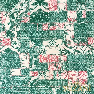 Yeşil Modern Patchwork Desenli Dijital Baskılı Kumaş