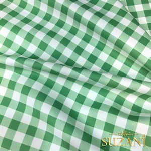 Yeşil Pötikare Desenli Dijital Baskılı Kumaş