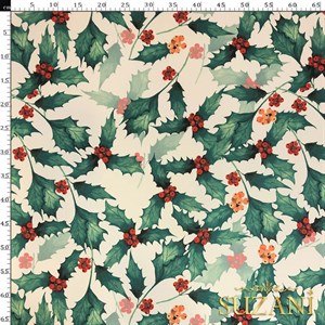 Yeşil Yaprak Desenli Dijital Baskılı Kumaş