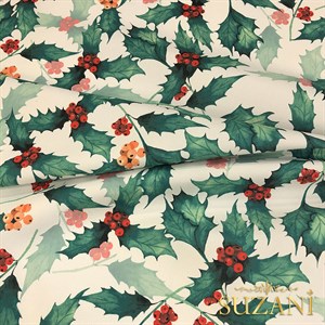 Yeşil Yaprak Desenli Dijital Baskılı Kumaş