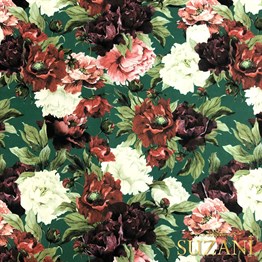 Yeşil Zemin Karanfil Desenli Kumaş Dijital Baskılı Kumaş