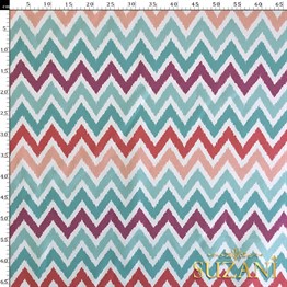 Yeşil Zikzak Desen Dijital Baskılı Kumaş