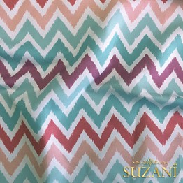 Yeşil Zikzak Desen Dijital Baskılı Kumaş