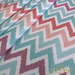 Yeşil Zikzak Desen Dijital Baskılı Kumaş