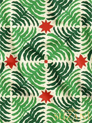 Yılbaşı Çam Ağacı Desenli Dijital Baskılı Kumaş