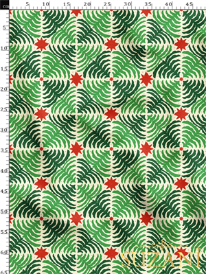 Yılbaşı Çam Ağacı Desenli Dijital Baskılı Kumaş