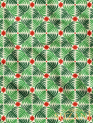 Yılbaşı Çam Ağacı Desenli Dijital Baskılı Kumaş