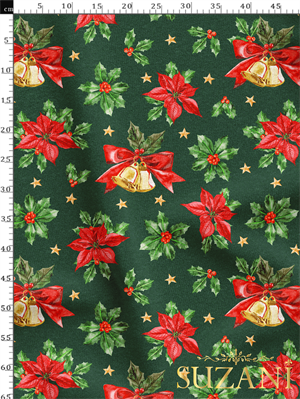 Yılbaşı Çiçeği Kokina Desenli Dijital Baskılı Kumaş