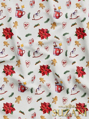 Yılbaşı Desenli Dijital Baskılı Kumaş