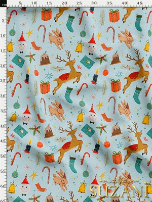 Yılbaşı Desenli Dijital Baskılı Kumaş