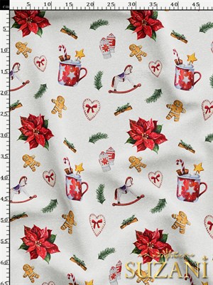 Yılbaşı Desenli Dijital Baskılı Kumaş