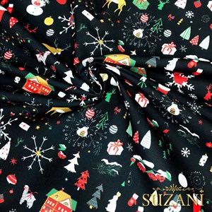 Yılbaşı Figürlü Dijital Baskılı Kumaş