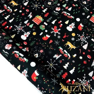 Yılbaşı Figürlü Dijital Baskılı Kumaş