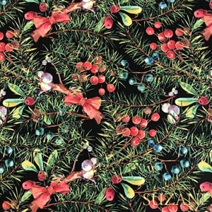 Yılbaşı Süsleri Desenli Dijital Baskılı Kumaş