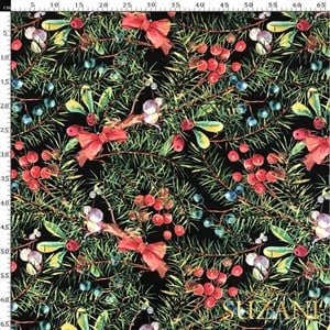 Yılbaşı Süsleri Desenli Dijital Baskılı Kumaş