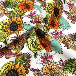 Yıldız Çiçeği (Beyaz) Desenli Kumaş