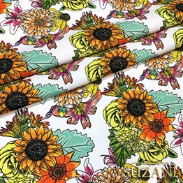 Yıldız Çiçeği (Beyaz) Desenli Kumaş