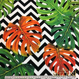 Zigzag Zemin Turuncu Devetabani Kumaş