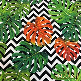 Zigzag Zemin Turuncu Devetabani Kumaş