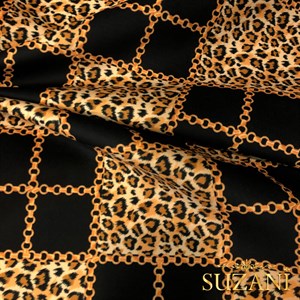 Zincir Leopar Desenli Dijital Baskılı Kumaş