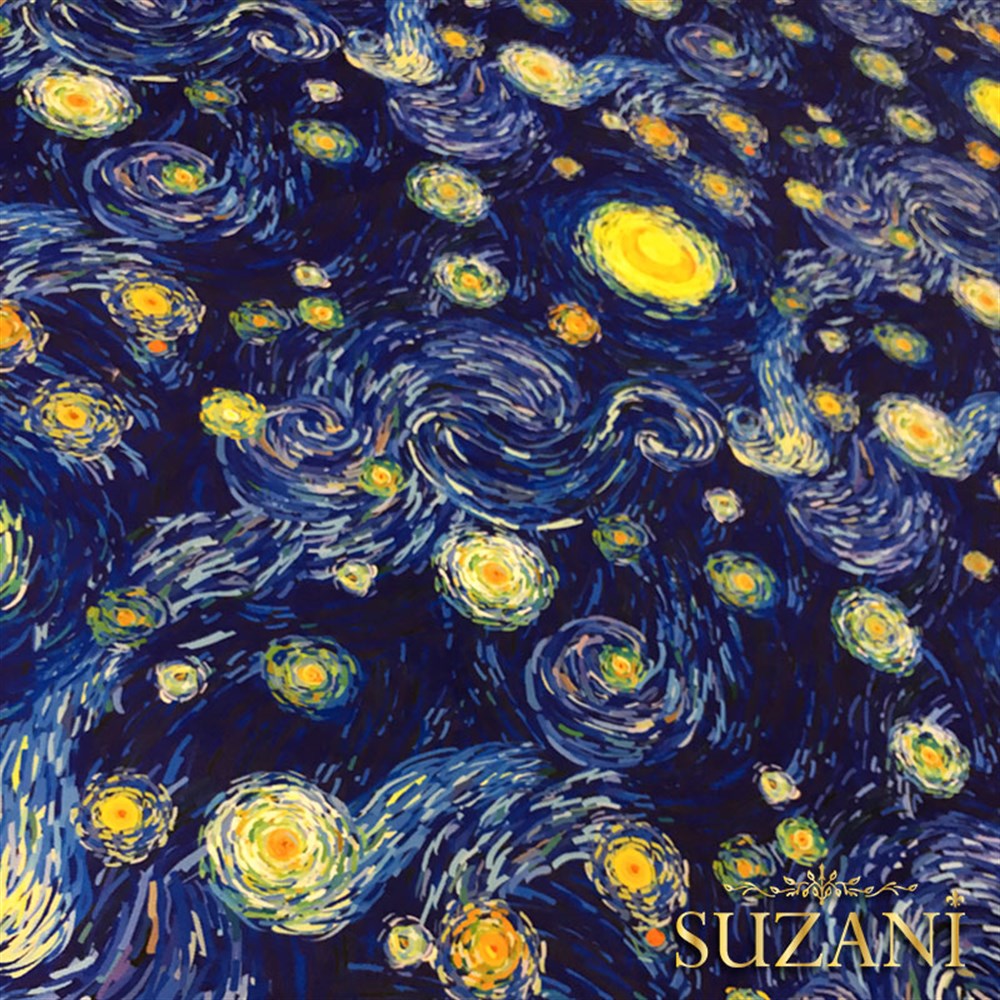 Van Gogh Yıldızlı Gece Desenli Kumaş - Suzani