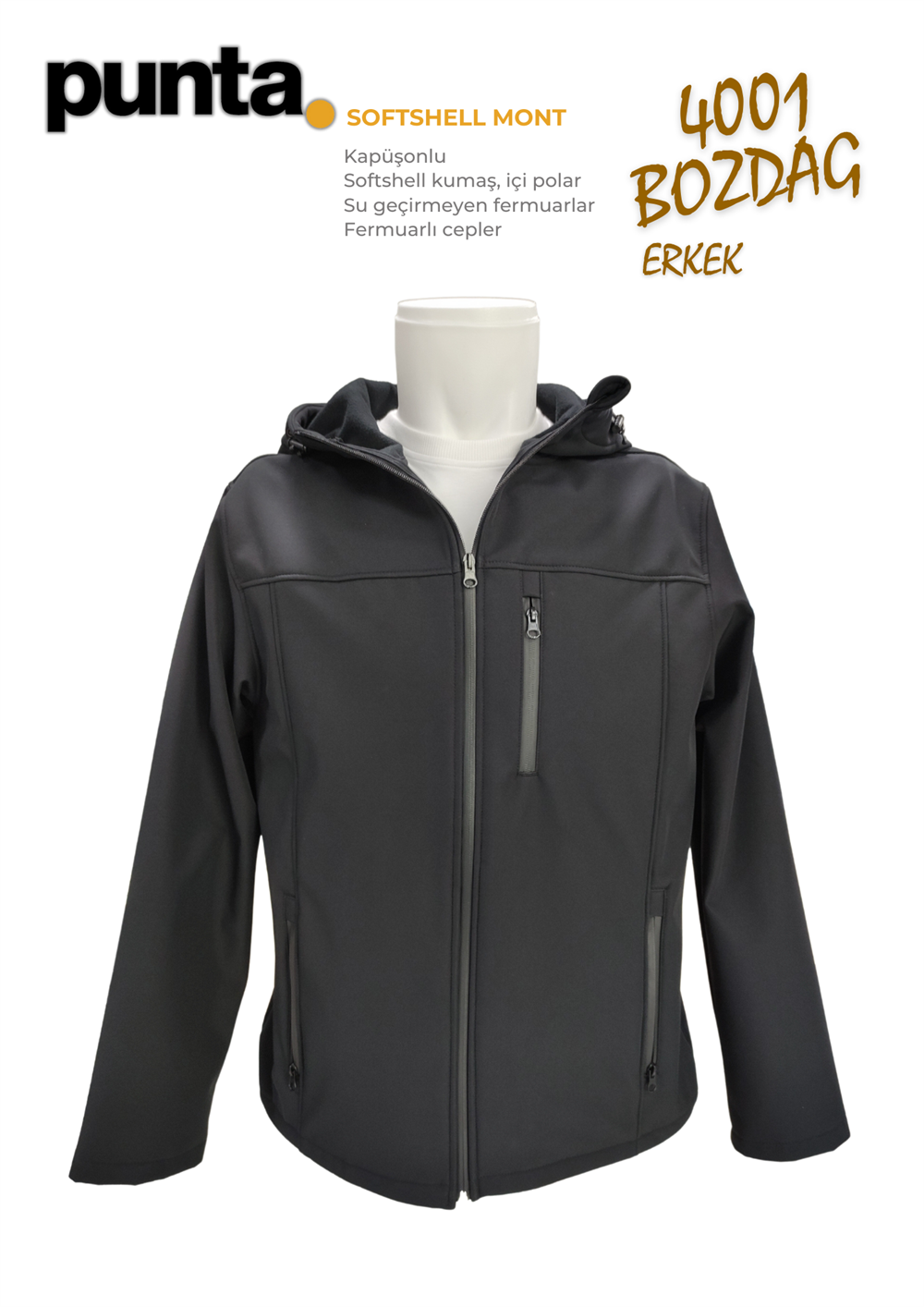 Softshell Mont Erkek (Su Geçirmez) | Punta Bozdağ